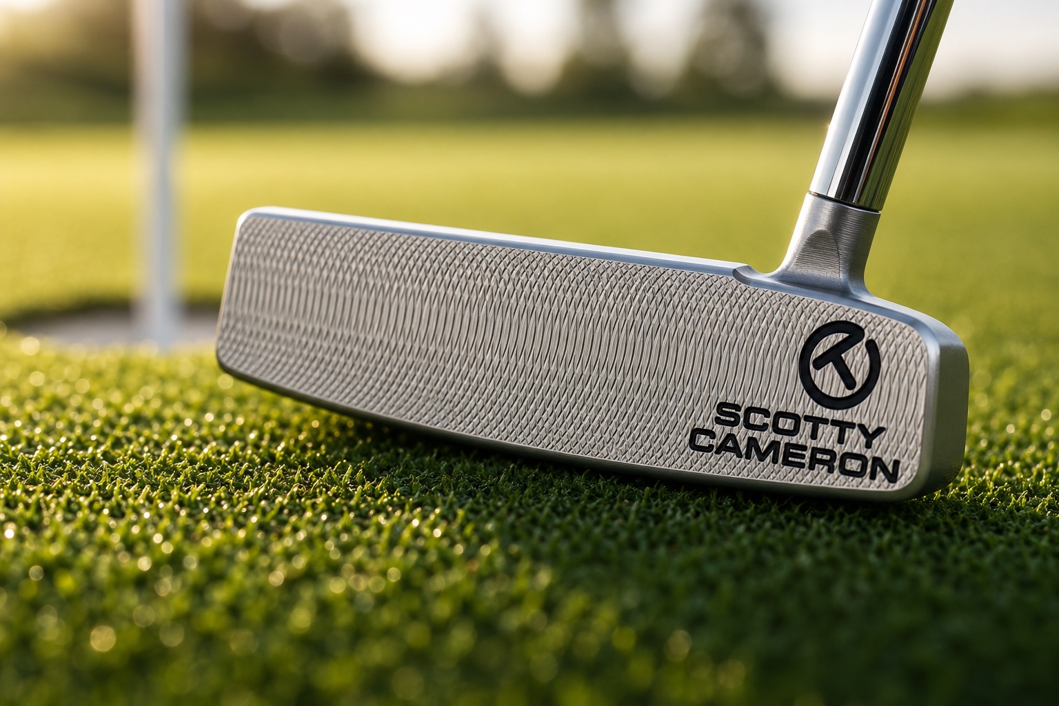 Scotty Cameron Circle T putter face on grass